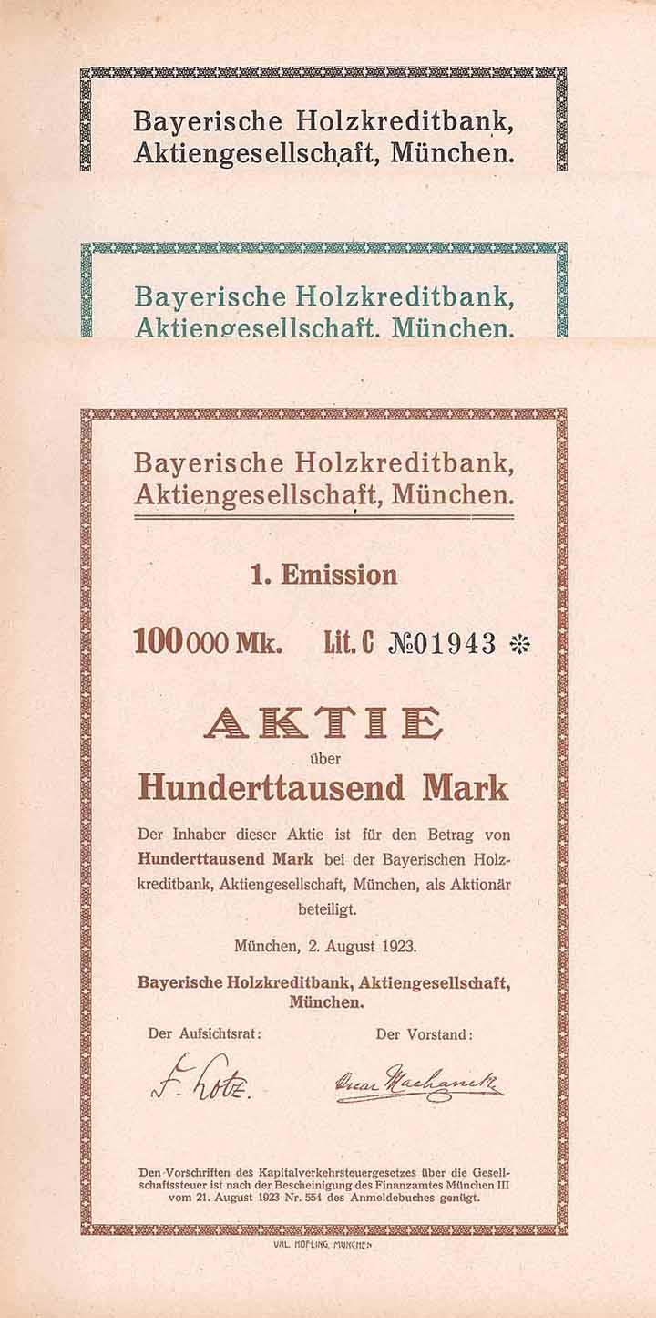 Bayerische Holzkreditbank AG (3 Stücke)