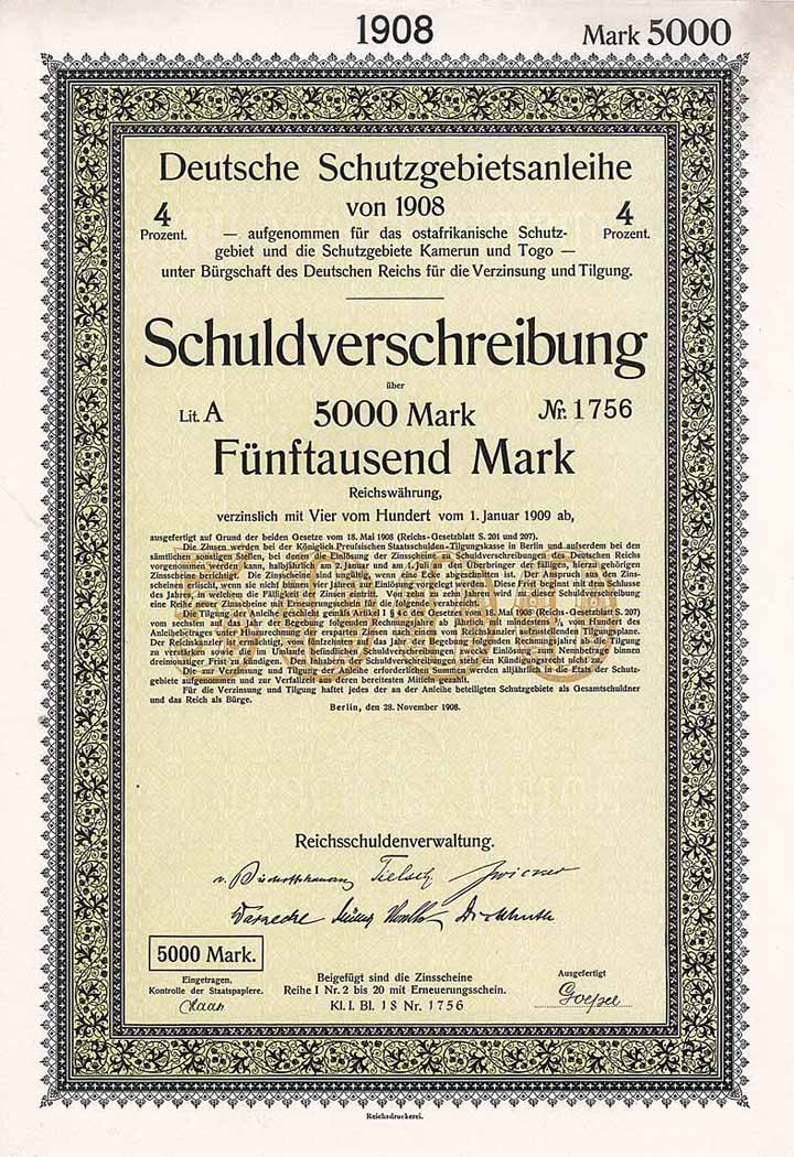 Deutsche Schutzgebietsanleihe von 1908