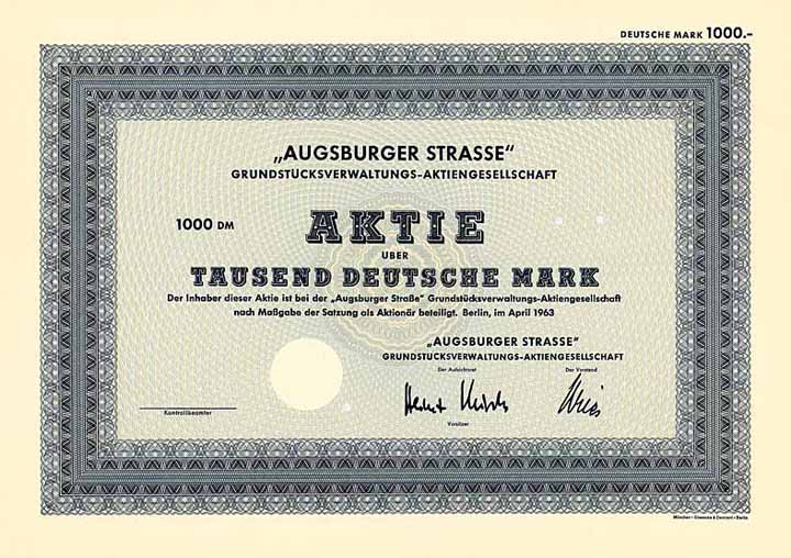 “Augsburger Strasse” Grundstücksverwaltungs-AG