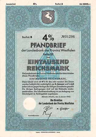 Landesbank der Provinz Westfalen (3 Stücke)