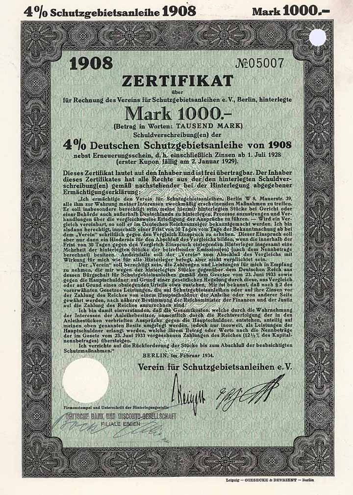 Deutsche Schutzgebietsanleihe von 1908