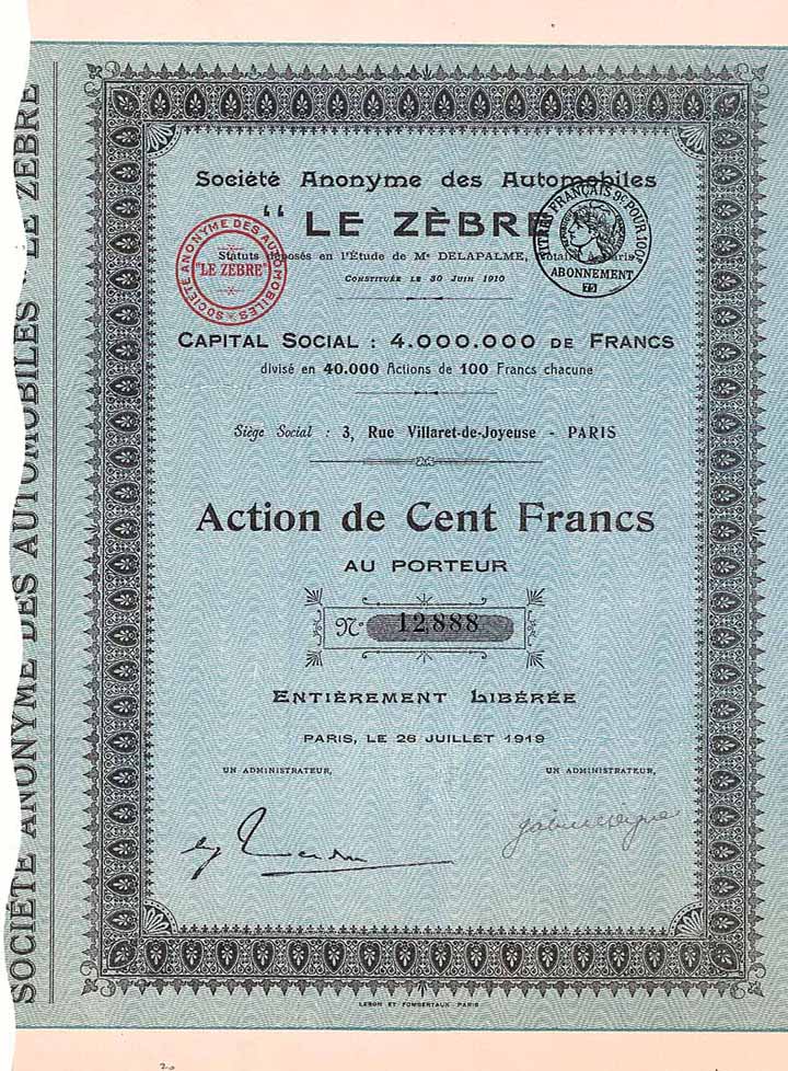 S.A. des Automobiles “Le Zèbre”