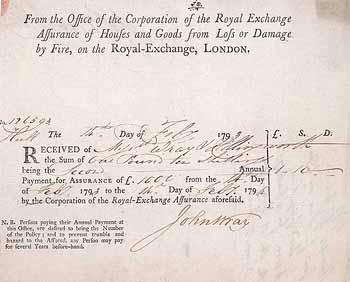 Royal Exchange Assurance of Houses and Goods from Los or Damage by Fire