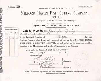 Milford Haven Fish Curing Co.