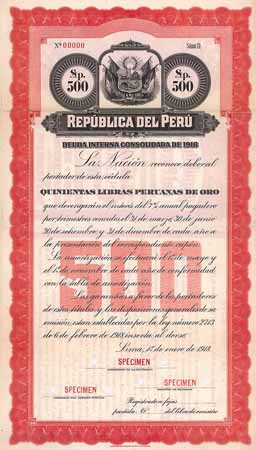 República del Perú - Deuda Interna Consolidada de 1918