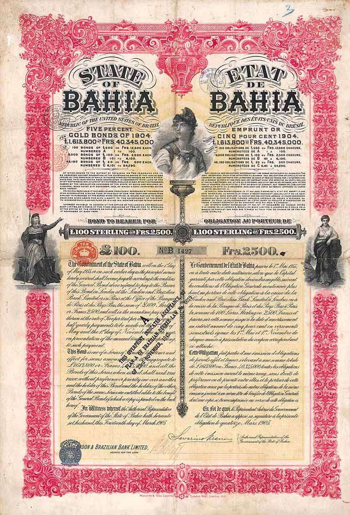 State of Bahia 5 % Gold Loan of 1904