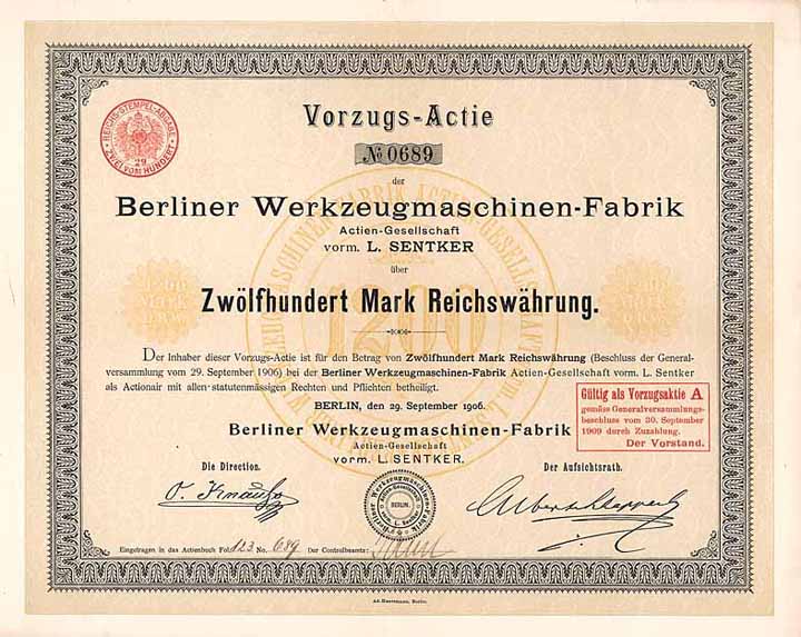 Berliner Werkzeug-Maschinen-Fabrik AG (vorm. L. Sentker)