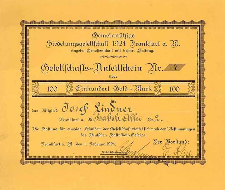 Gemeinnützige Siedelungsgesellschaft 1924 Frankfurt a.M. eGmbH