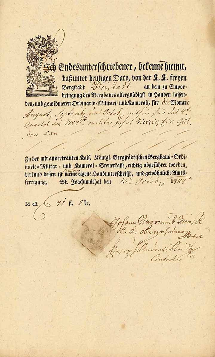 K.k. Bergstädtädtische Bergbaus-Ordinarie-, Militar- und Kameral-Steuerkasse