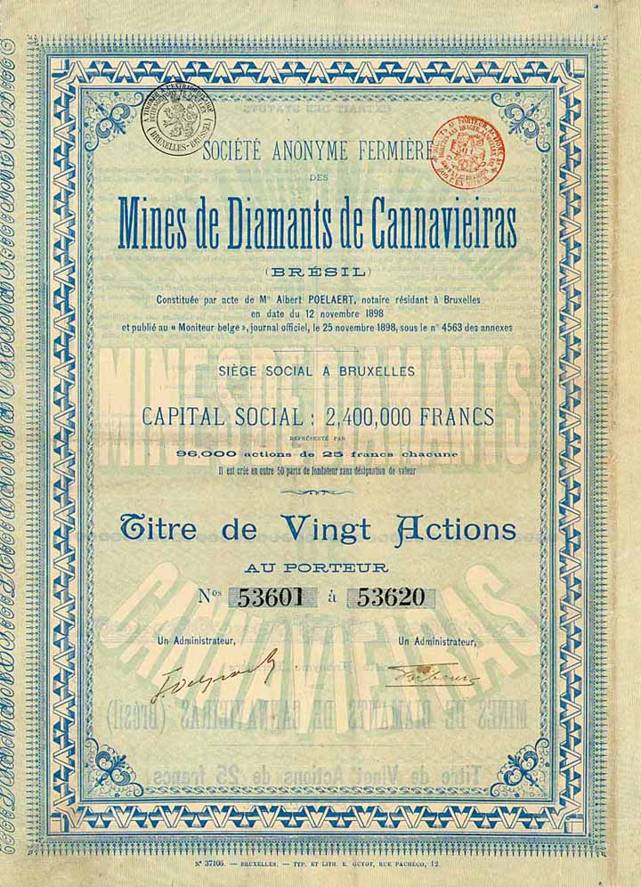 S.A. fermière des Mines de Diamants de Cannavieiras (Brésil)