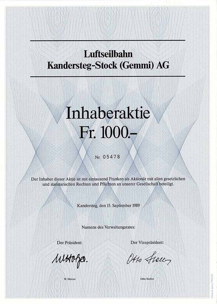 Luftseilbahn Kandersteg-Stock (Gemmi) AG