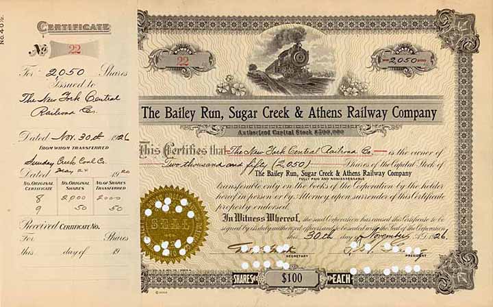 Bailey Run, Sugar Creek & Athens Railway