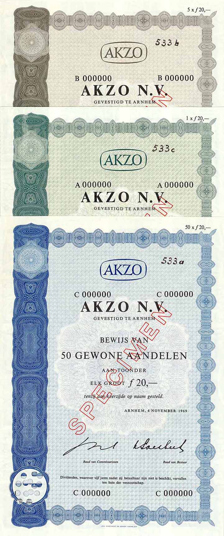 AKZO N.V. (3 Stücke)