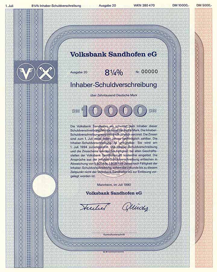 Volksbank Sandhofen eG (2 Stücke)