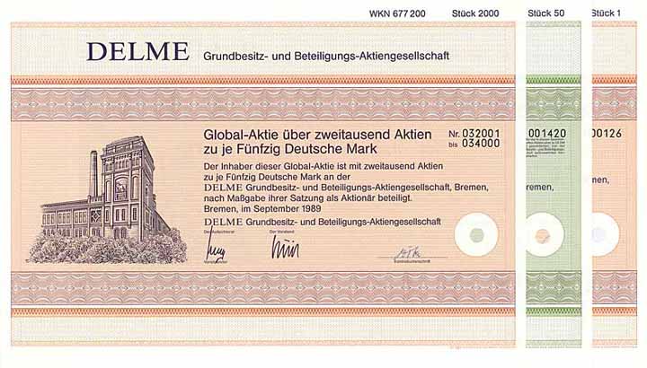 DELME Grundbesitz- und Beteiligungs-AG (6 Stücke)
