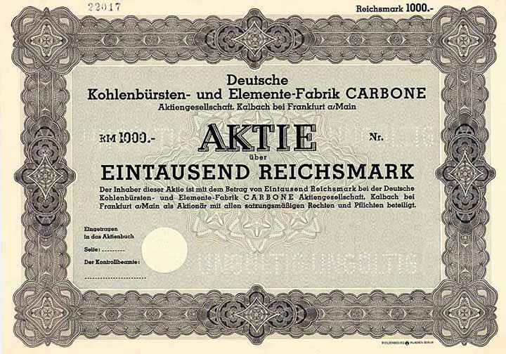 Deutsche Kohlenbürsten- und Elemente-Fabrik Carbone AG