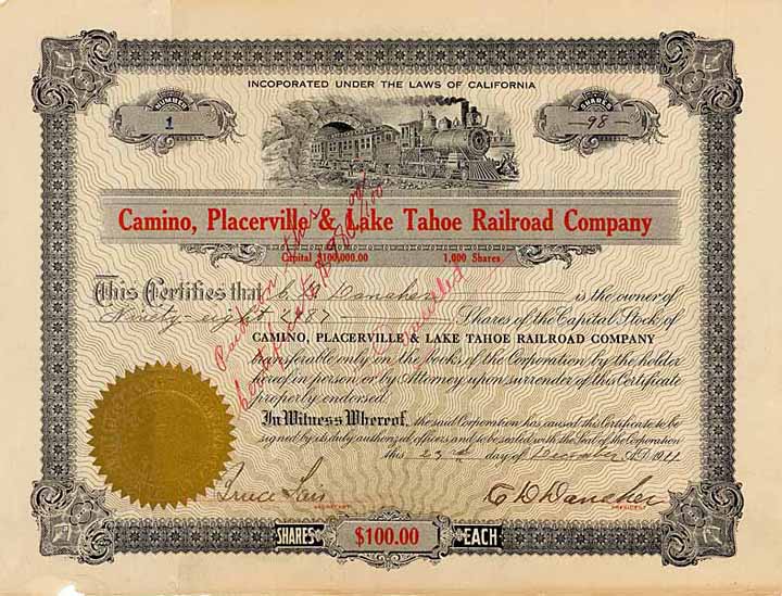 Camino, Placerville & Lake Tahoe Railroad