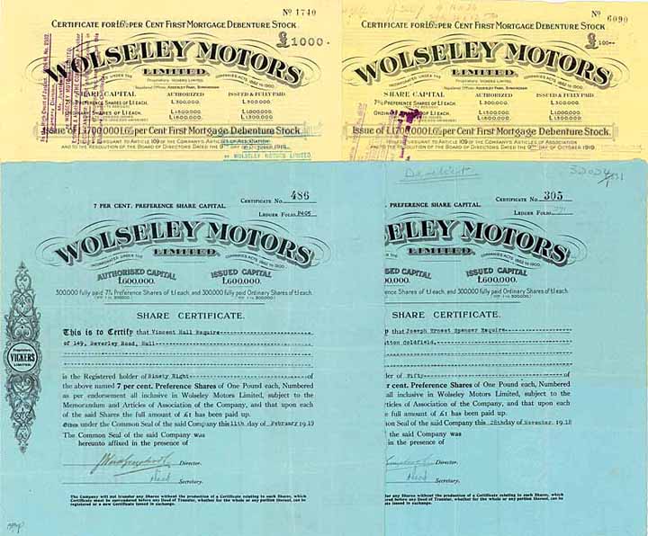 Wolseley Motors Ltd. (4 Stücke)