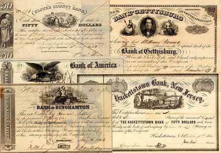 USA Banken vor 1860 - Konvolut (10 Stücke)