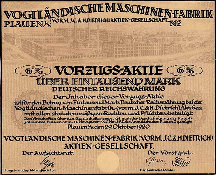 Vogtländische Maschinen-Fabrik (vorm. J. C. & H. Dietrich) AG