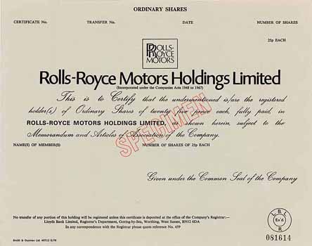 Rolls-Royce Motor Holdings Ltd.