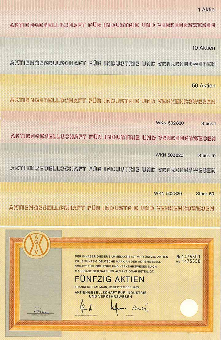 AG für Industrie und Verkehrswesen (6 Stücke)