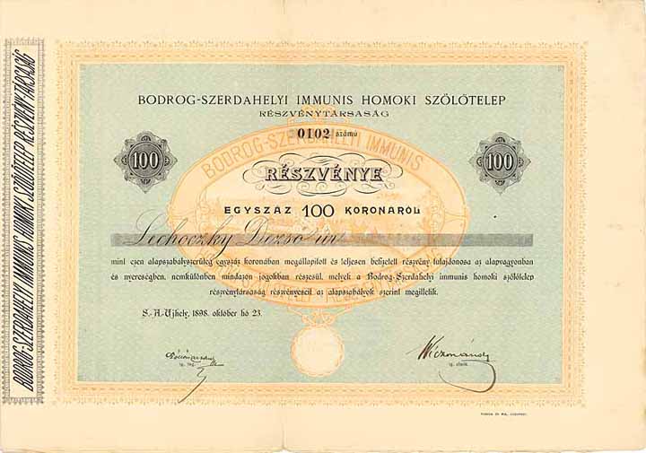 Bodrog-Szerdahelyi Immunis Homoki Szölötelep (AG der Bodrog-Szerdahelyer immunen Sandtraubenpflanzung)