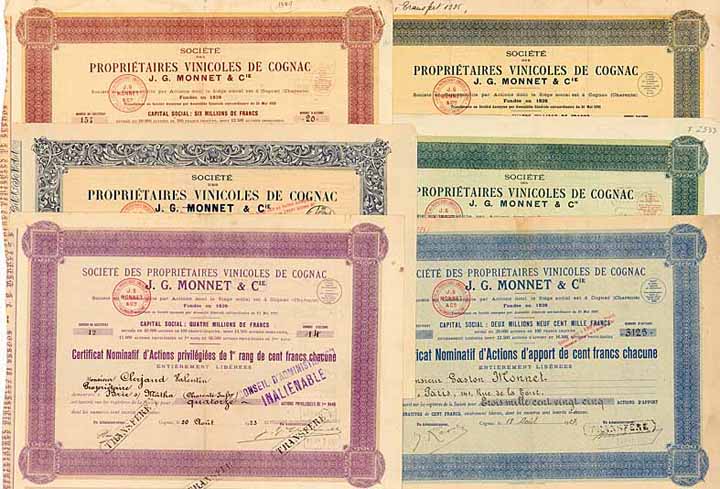 Société des Propriétaires Vinicoles de Cognac J. G. Monnet & Cie. (7 Stücke)