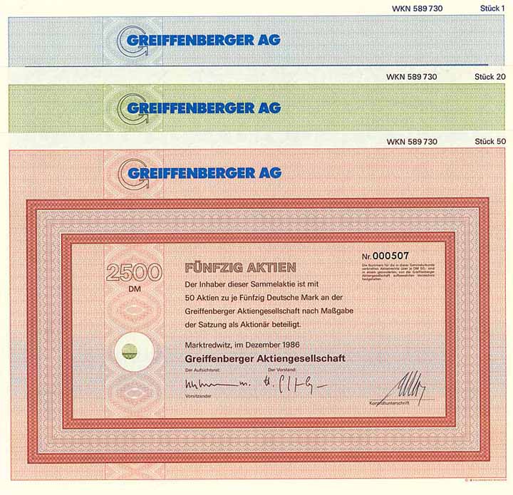 Greiffenberger AG (3 Stücke)