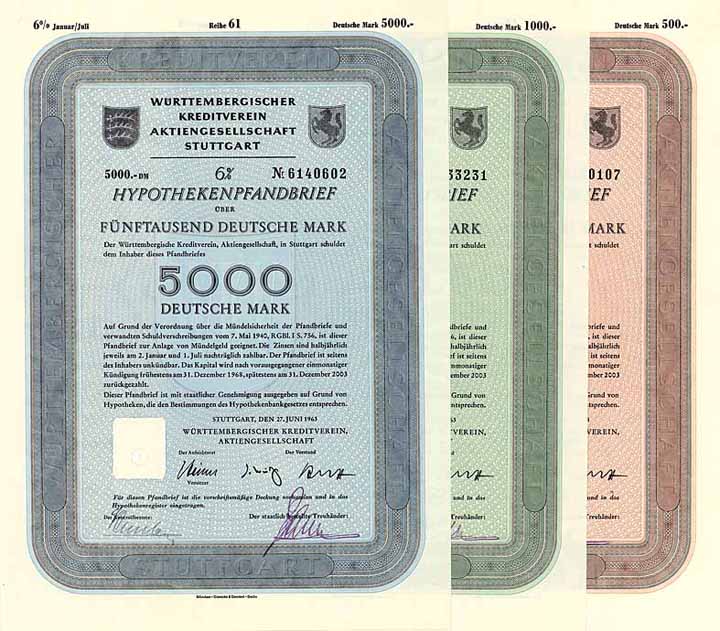Württembergischer Kreditverein AG (3 Stücke)
