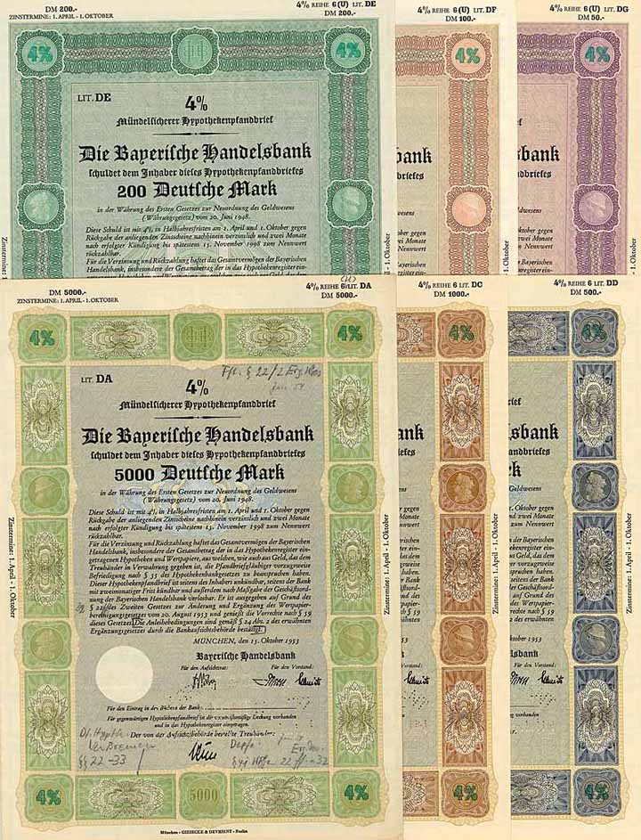 Bayerische Handelsbank (9 Stücke)