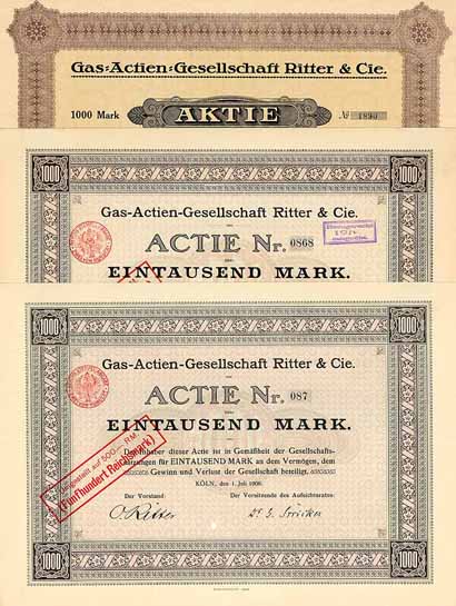 Gas-AG Ritter & Cie. (3 Stücke)