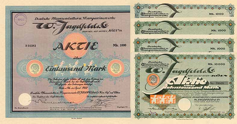 Deutsche Pflanzenbutter- u. Margarinewerke W. Jagdfeld & Co. KGaA (5 Stücke)