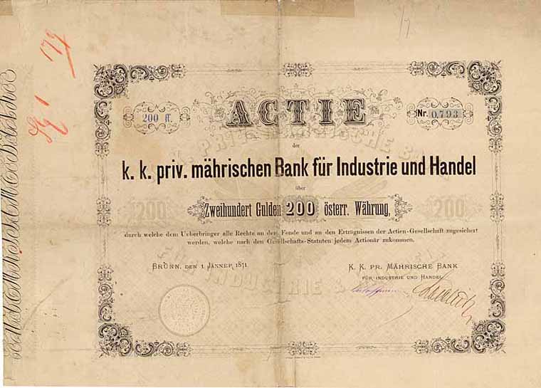 k.k.priv. mährische Bank für Industrie und Handel