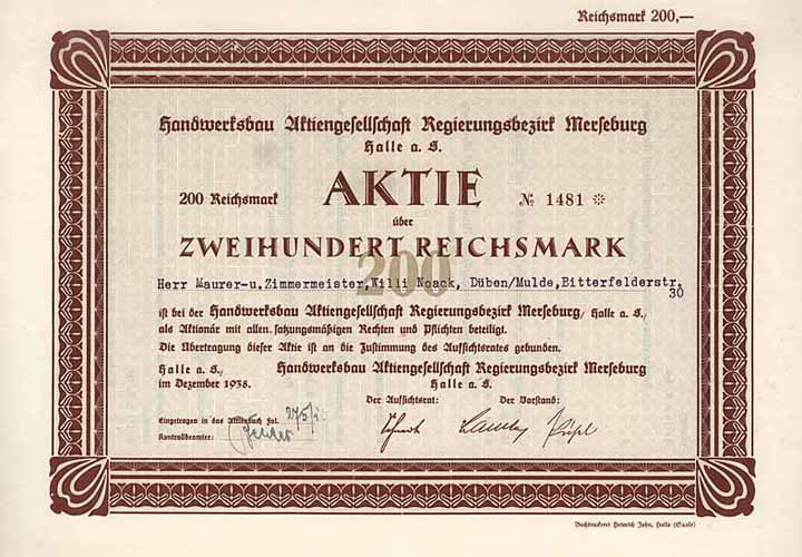 Handwerksbau AG Regierungsbezirk Merseburg