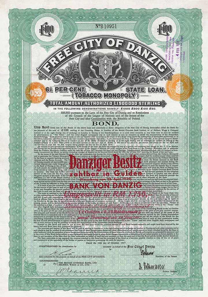 Danzig (Free City of Danzig, Tobacco Monopoly)