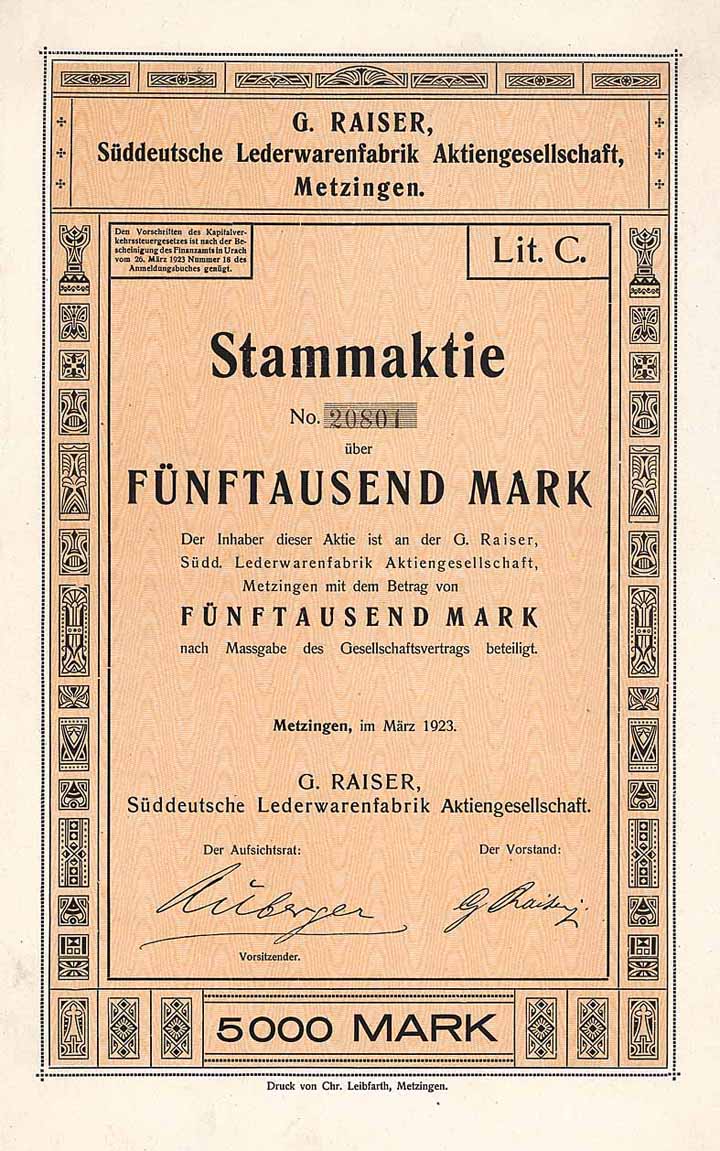 G. Raiser Süddeutsche Lederwarenfabrik AG