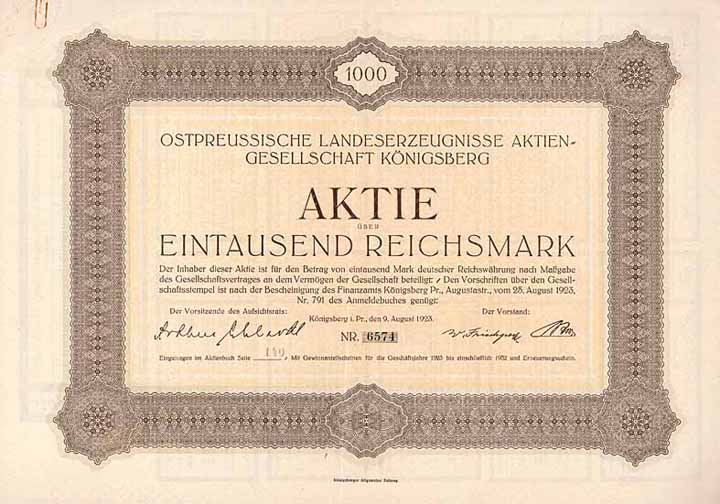 Ostpreussische Landeserzeugnisse AG