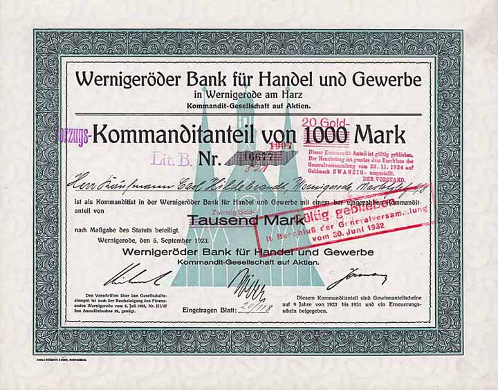 Wernigeröder Bank für Handel und Gewerbe KGaA