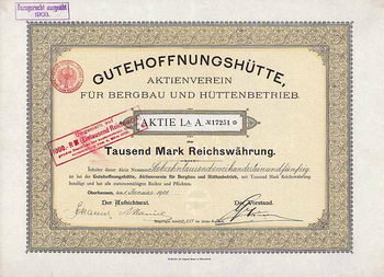 Gutehoffnungshütte Aktienverein für Bergbau und Hüttenbetrieb (OU Franz und August Haniel)