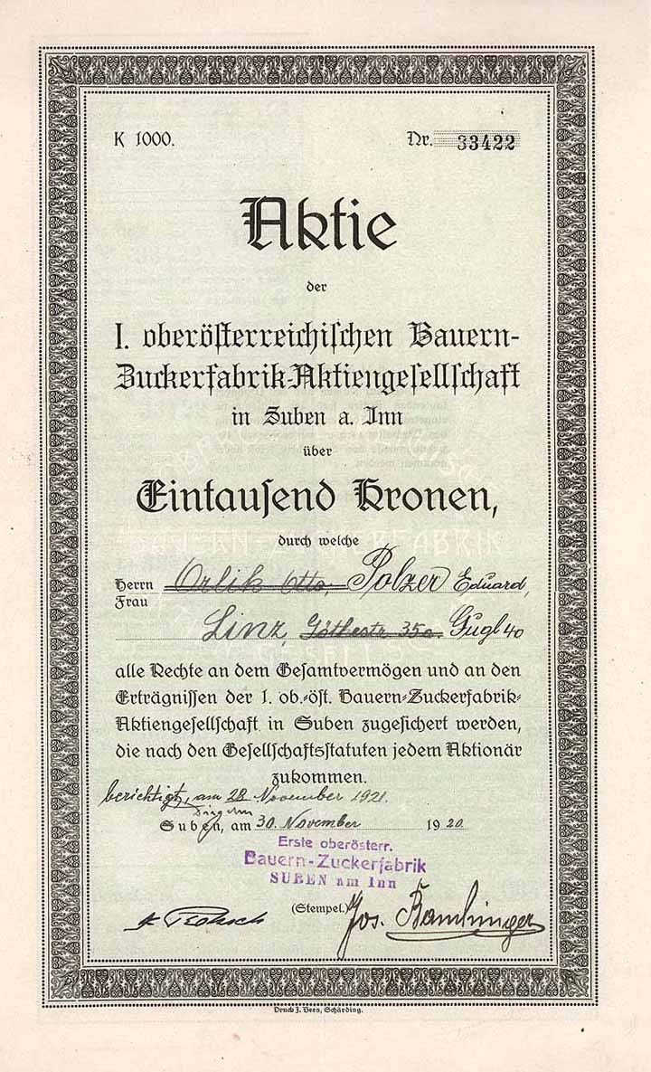 Erste Oberösterreichische Bauern-Zuckerfabrik-AG