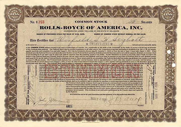Rolls-Royce of America, Inc.