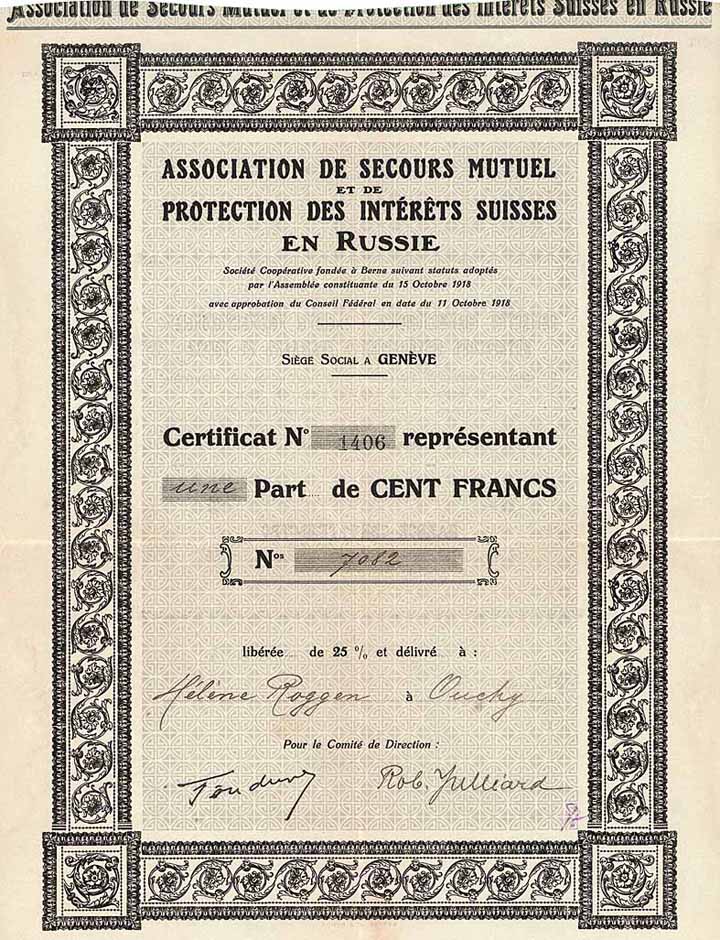 Association de Secours Mutuel et de Protection des Intérets Suisses en Russie