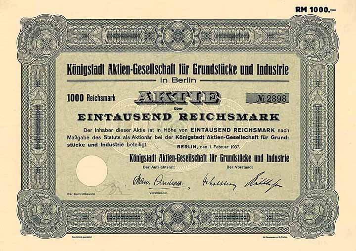 Königstadt AG für Grundstücke und Industrie