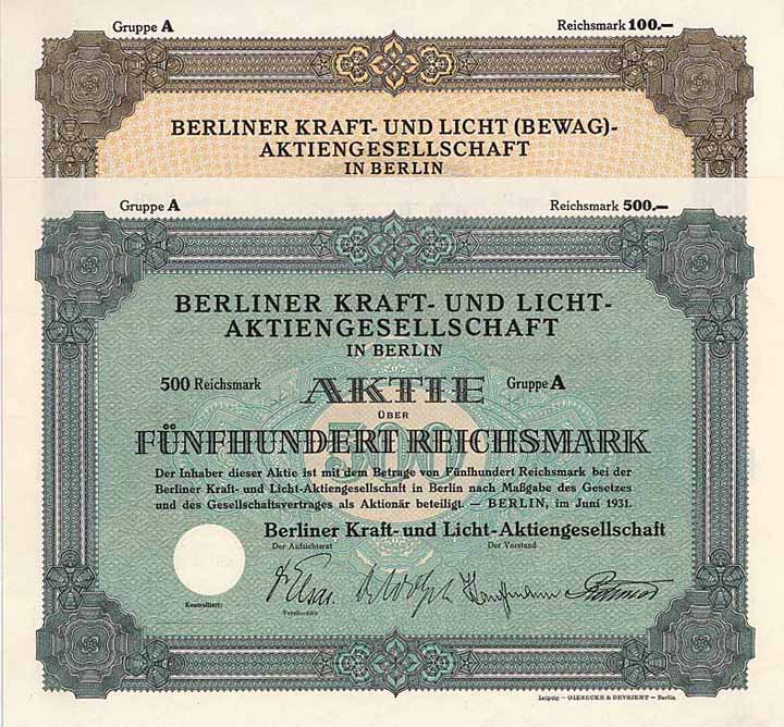 Berliner Kraft- und Licht-AG (2 Stücke)