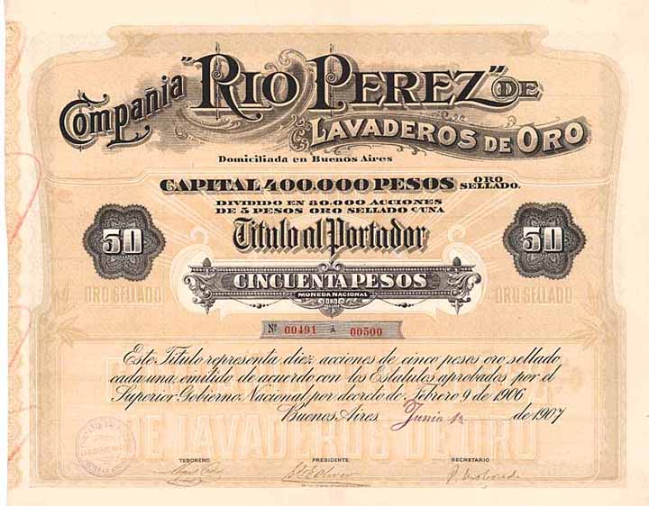 Compania “RIO PEREZ” de Lavaderos de Oro