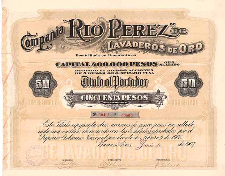 Compania “RIO PEREZ” de Lavaderos de Oro