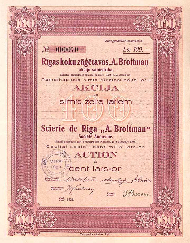 Scierie de Riga “A. Broitman” S.A.