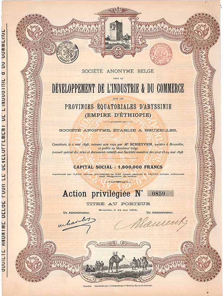 S.A. Belge pour le Développement de l’Industrie & du Commerce dans les Provinces Équatoriales d’Abyssinie (Empire d’Èthiopie)