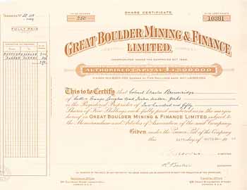 Great Boulder Mining & Finance Ltd.